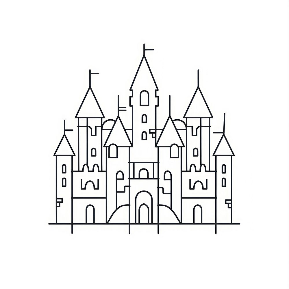 Minimalist symmetrical castle architecture cathedral building.