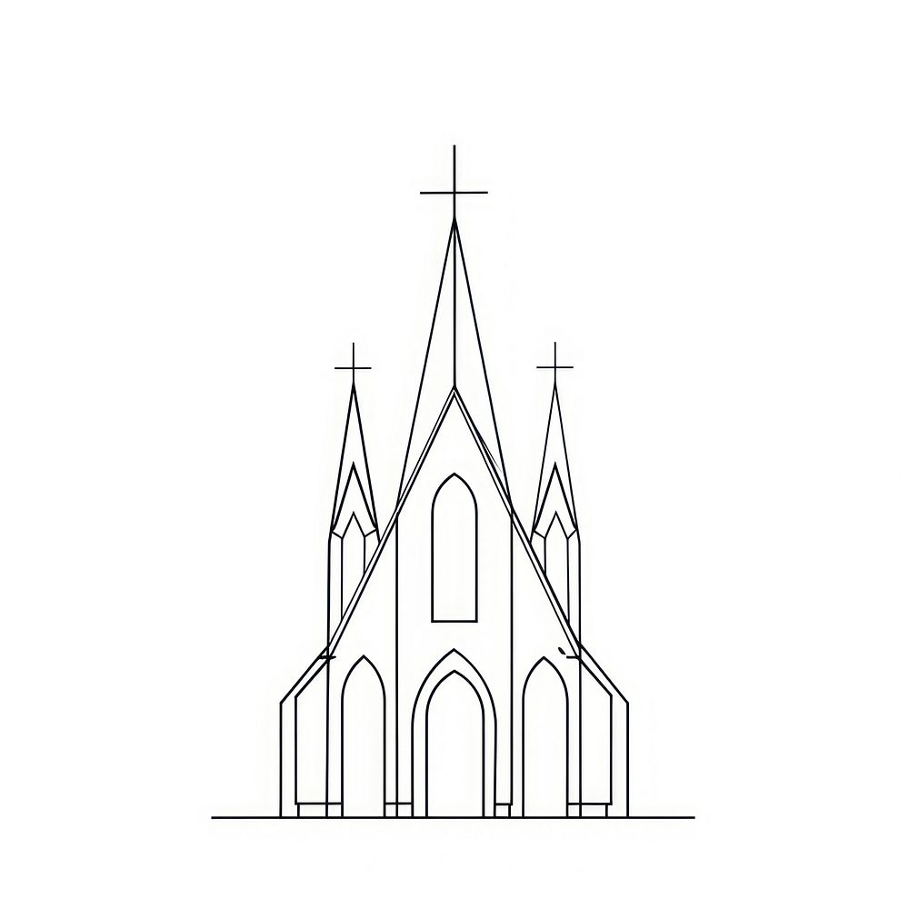 Minimalist symmetrical castle architecture illustrated cathedral.