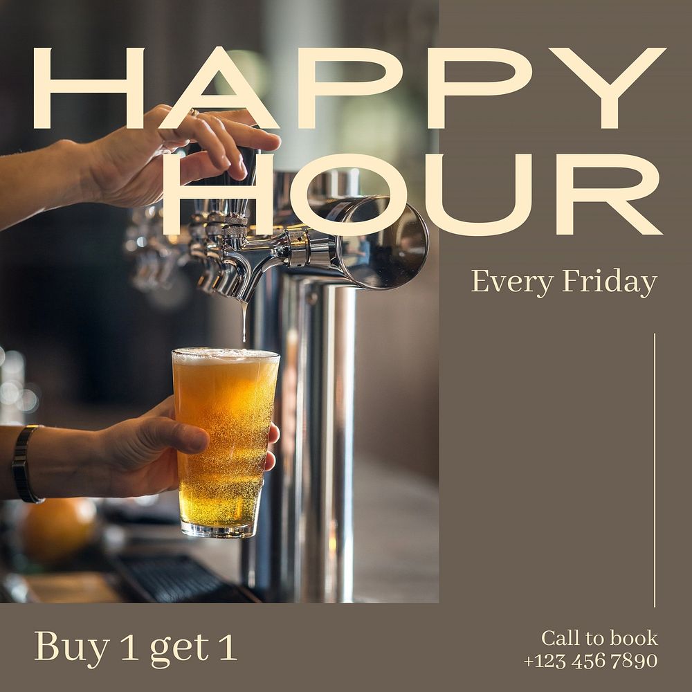 Beer happy hour  Instagram post template