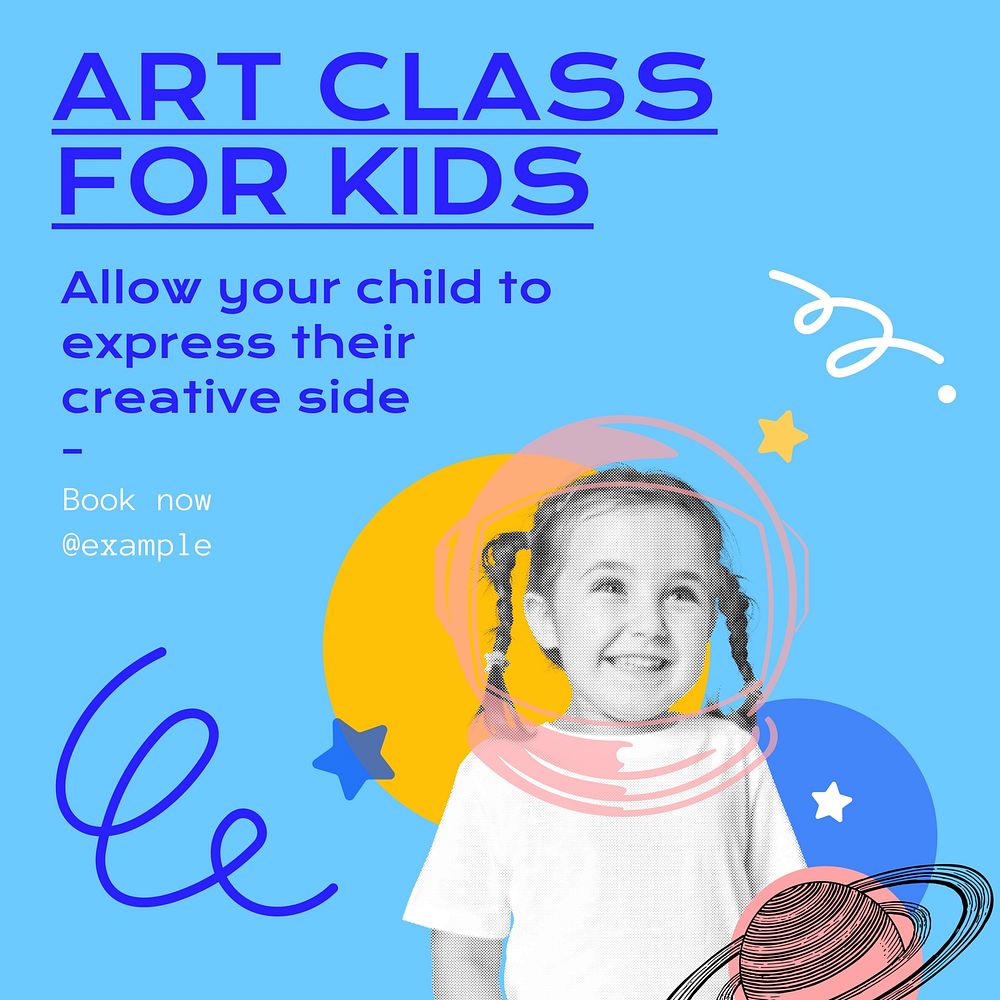 Kids art class Instagram post template  