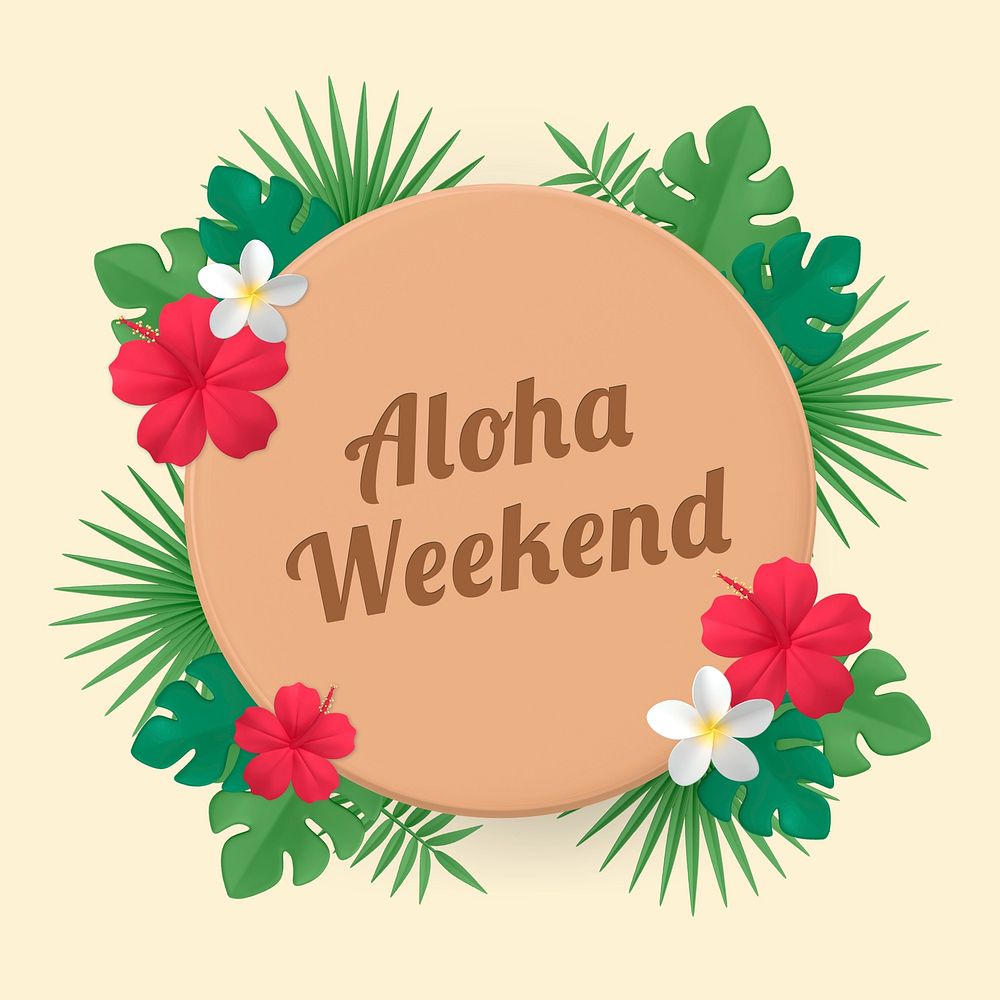 Aloha weekend Instagram post template, cute 3D design