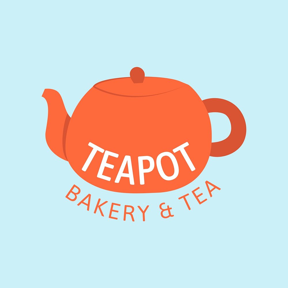 Orange teapot cafe logo template   design