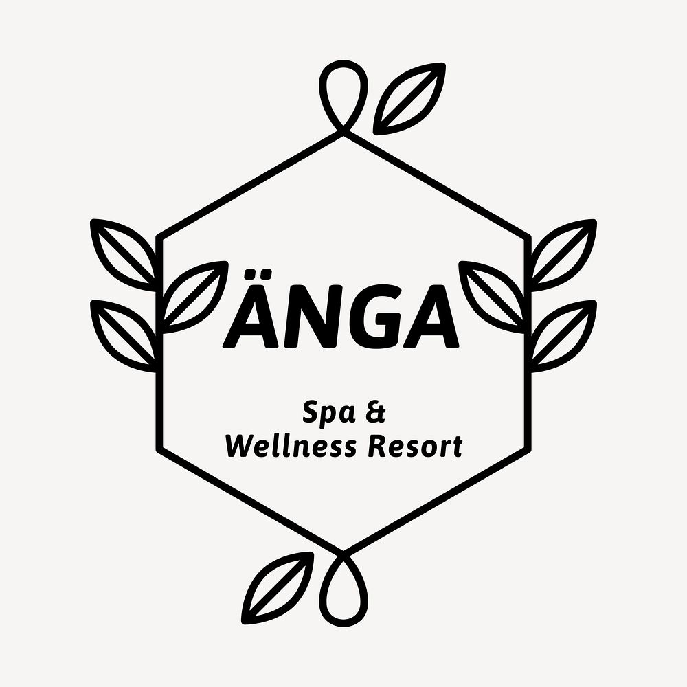 Spa  wellness resort  logo black and white botanical  design
