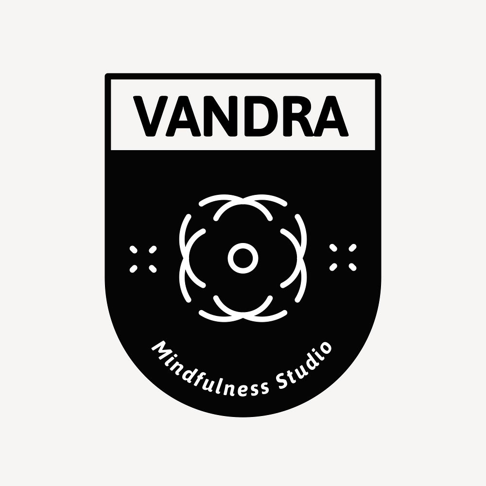 Mindfulness floral  logo, black and white botanical design