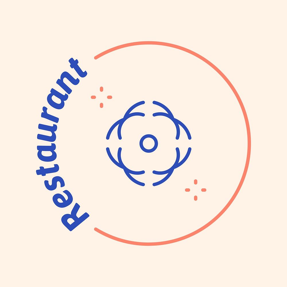 Creative restaurant logo template, cute botanical design