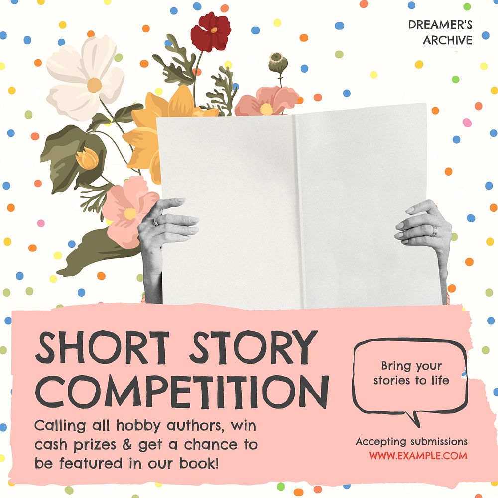 Short story competition Instagram post template social media design