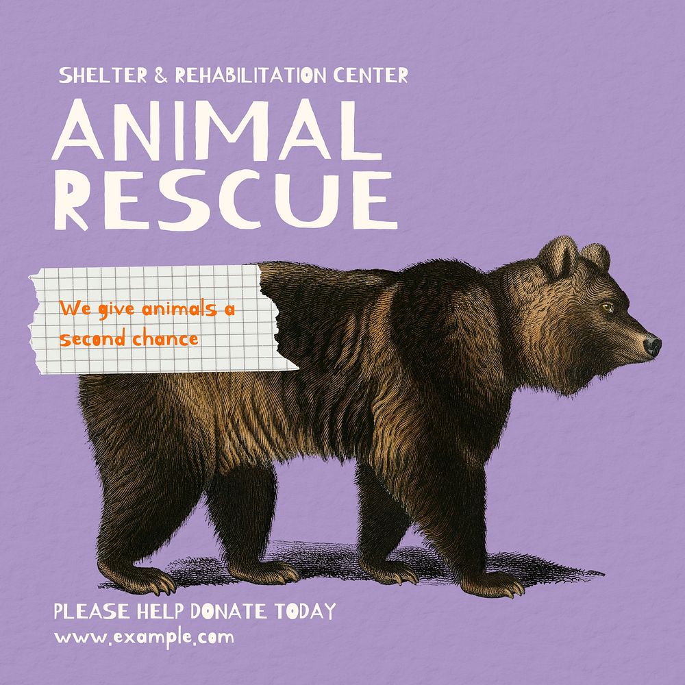 Animal rescue Instagram post template,  social media design