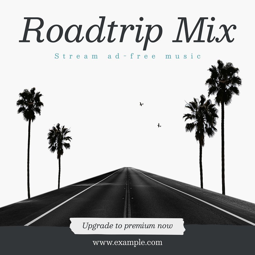 Roadtrip music mix Instagram post template social media design
