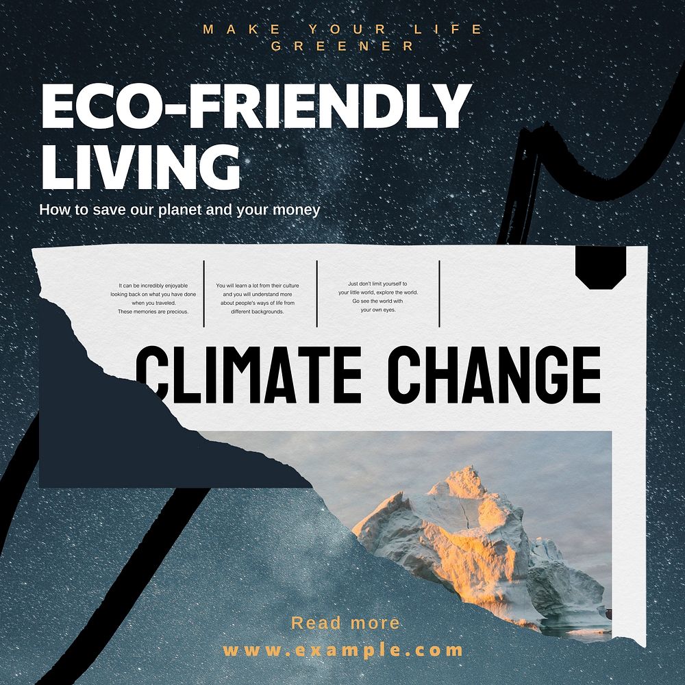 Eco-friendly living blog Instagram post template social media design