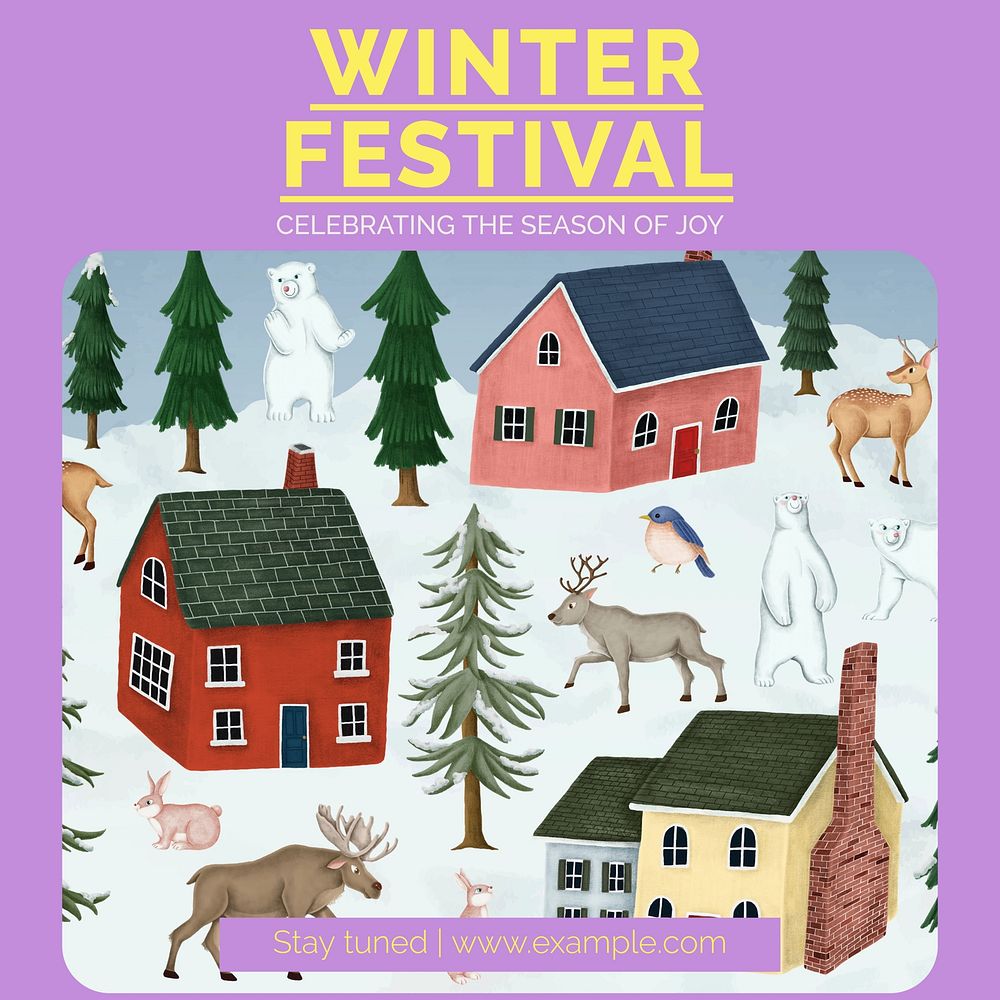Winter festival template for social media post