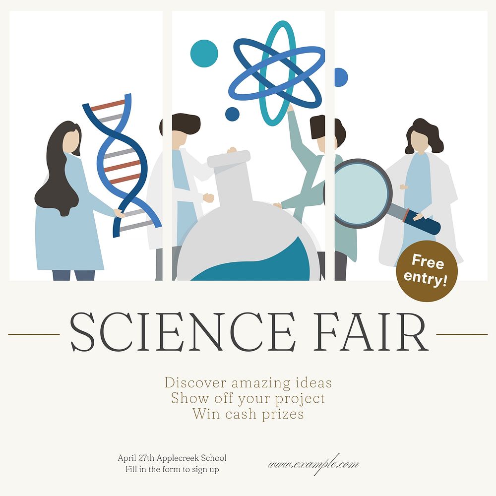 Science fair Facebook post template social media ad