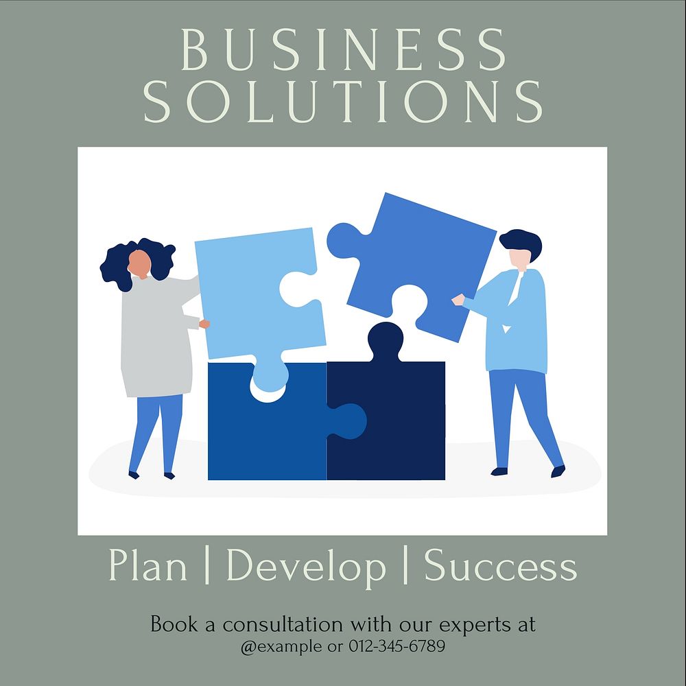 Business solutions Facebook post template,  social media ad