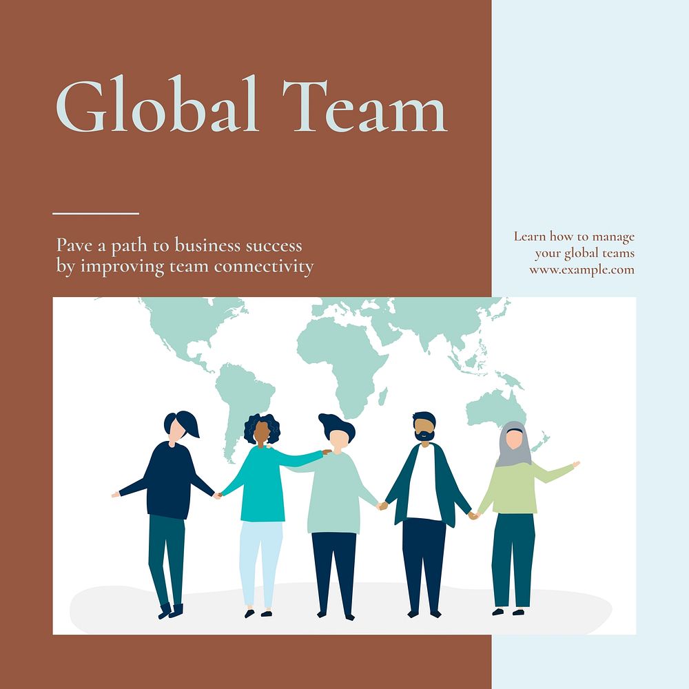 Global team management Instagram post template social media design