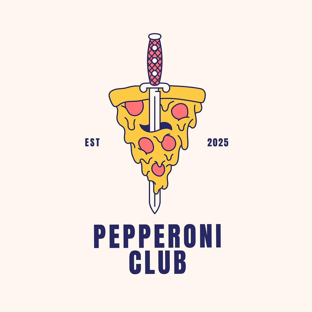 Pepperoni pizza logo template