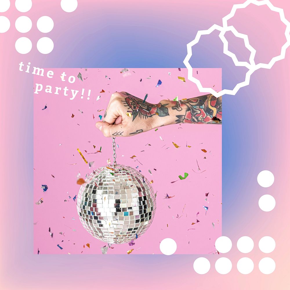 Disco party Instagram post template, colorful design