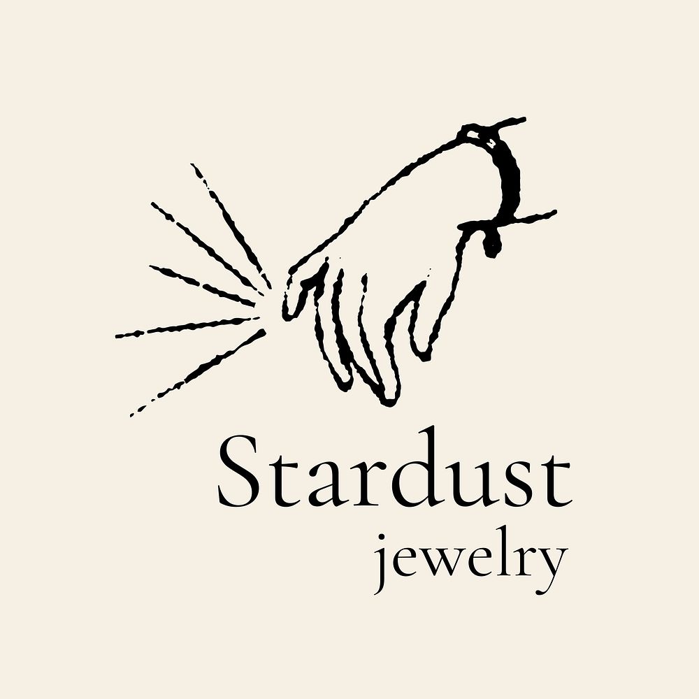 Jewelry design logo template, cream editable design