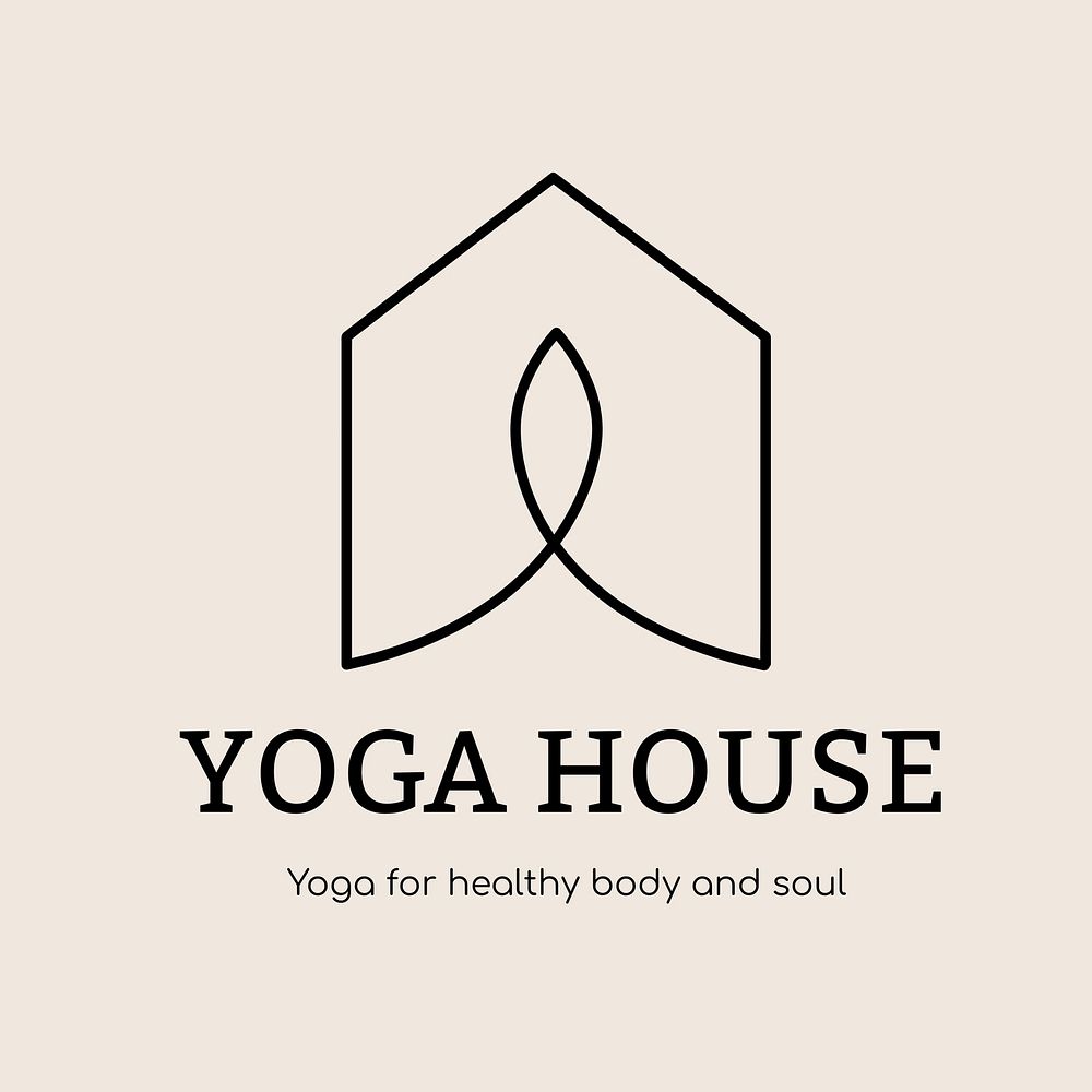 Yoga studio logo template line art  