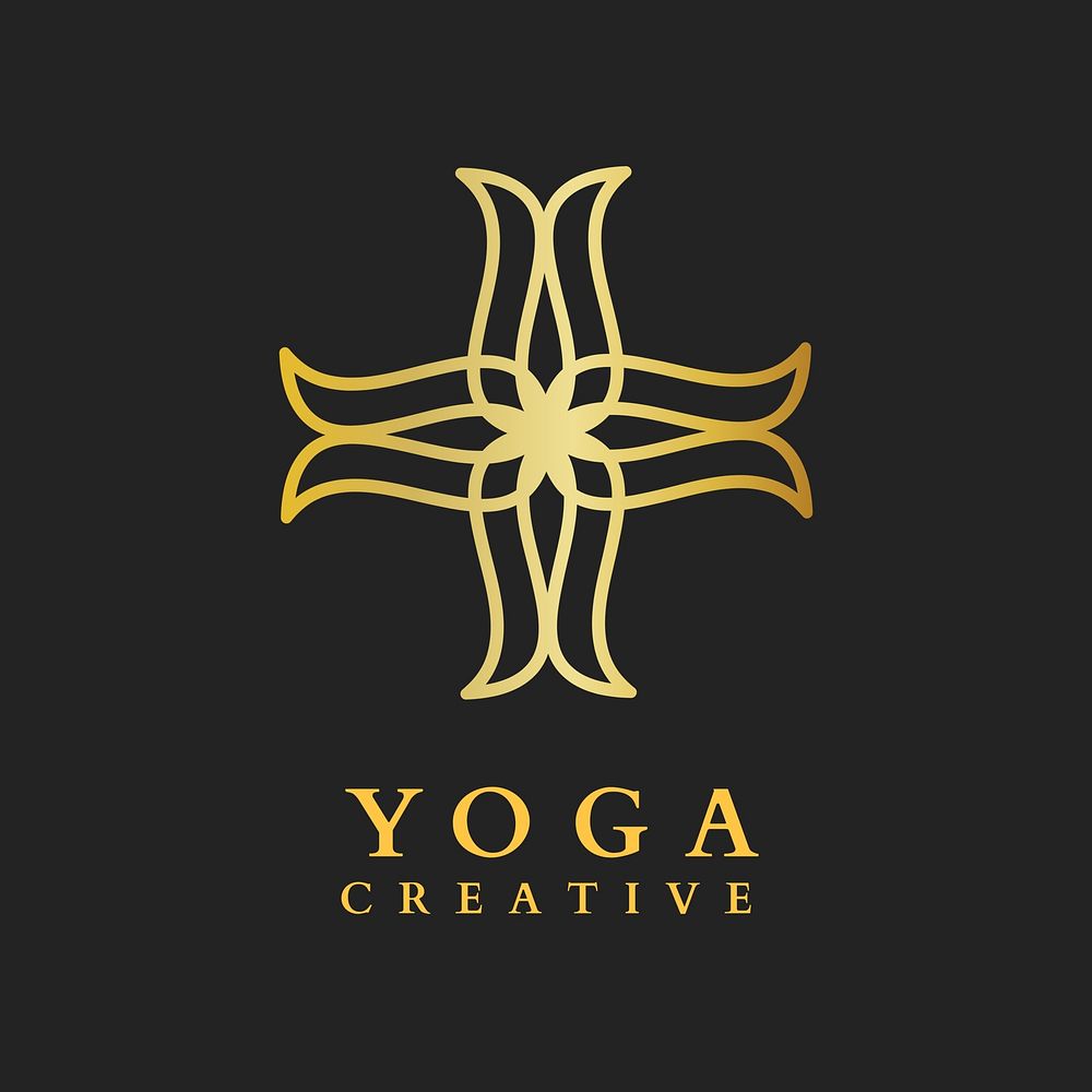 Wellness yoga gold logo template modern  