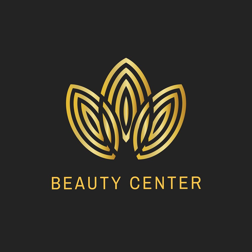 Beauty center leaf logo template elegant gold 