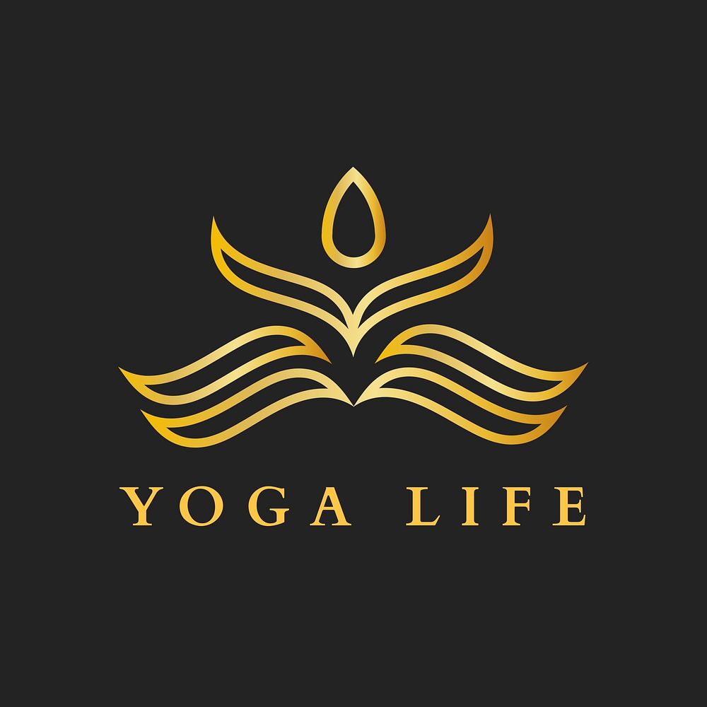 Yoga lotus logo template gold  