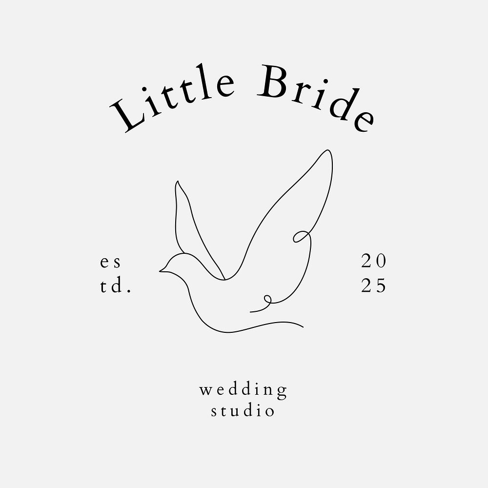 Bird line art logo template  wedding business badge 