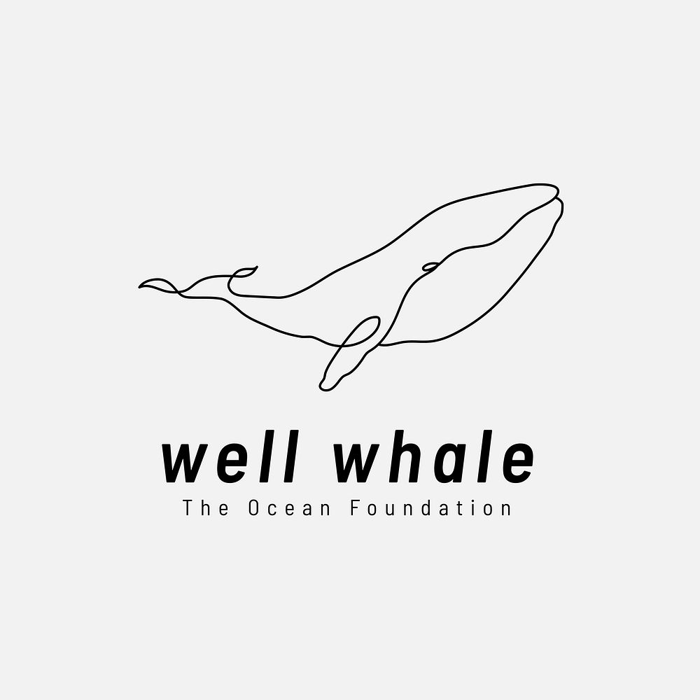 Whale line art logo template  organization badge 
