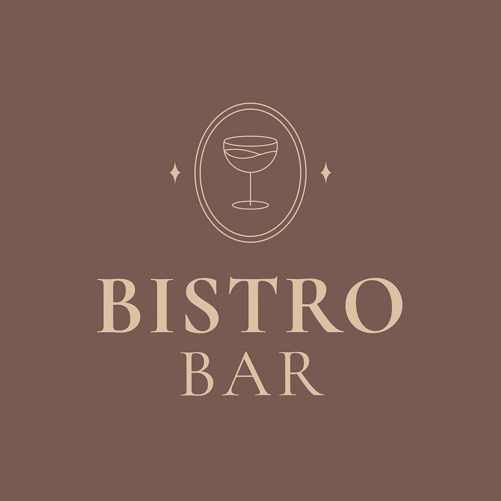 Bar & bistro editable logo template, aesthetic illustration