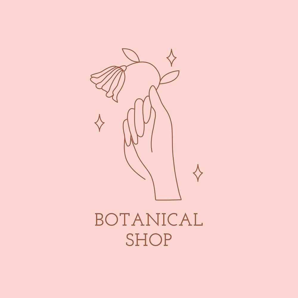 Aesthetic botanical logo template pink  