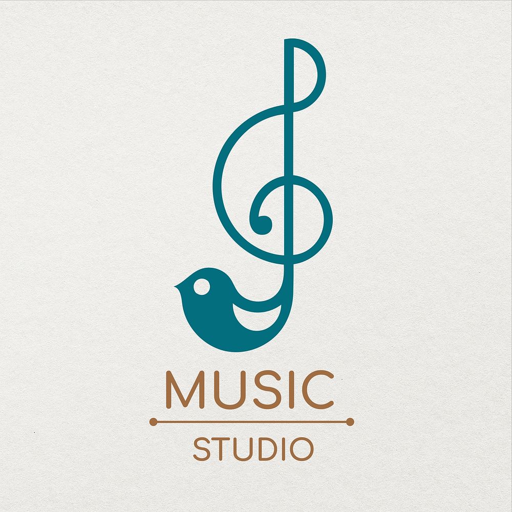 Sol key musical note logo editable flat design