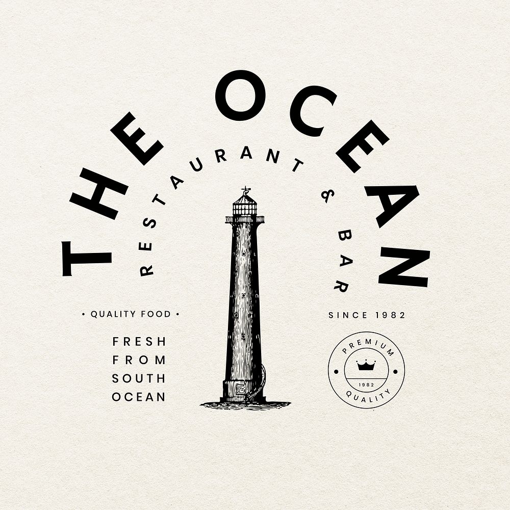 Seafood restaurant editable logo template, vintage design