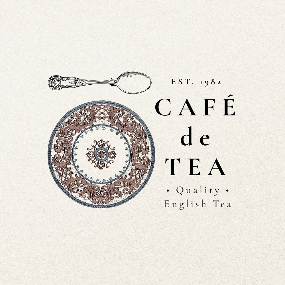 Tea cafe  logo template vintage 