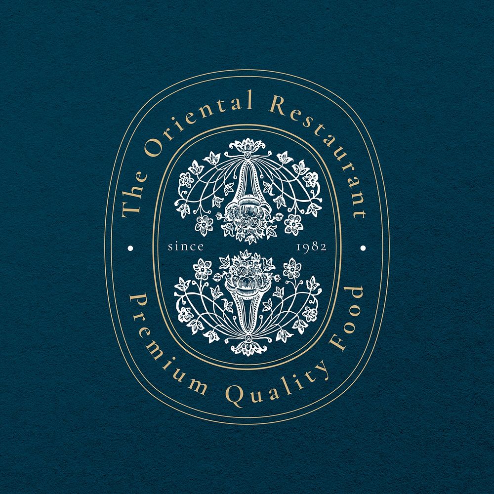 Fancy restaurant editable logo template, vintage botanical