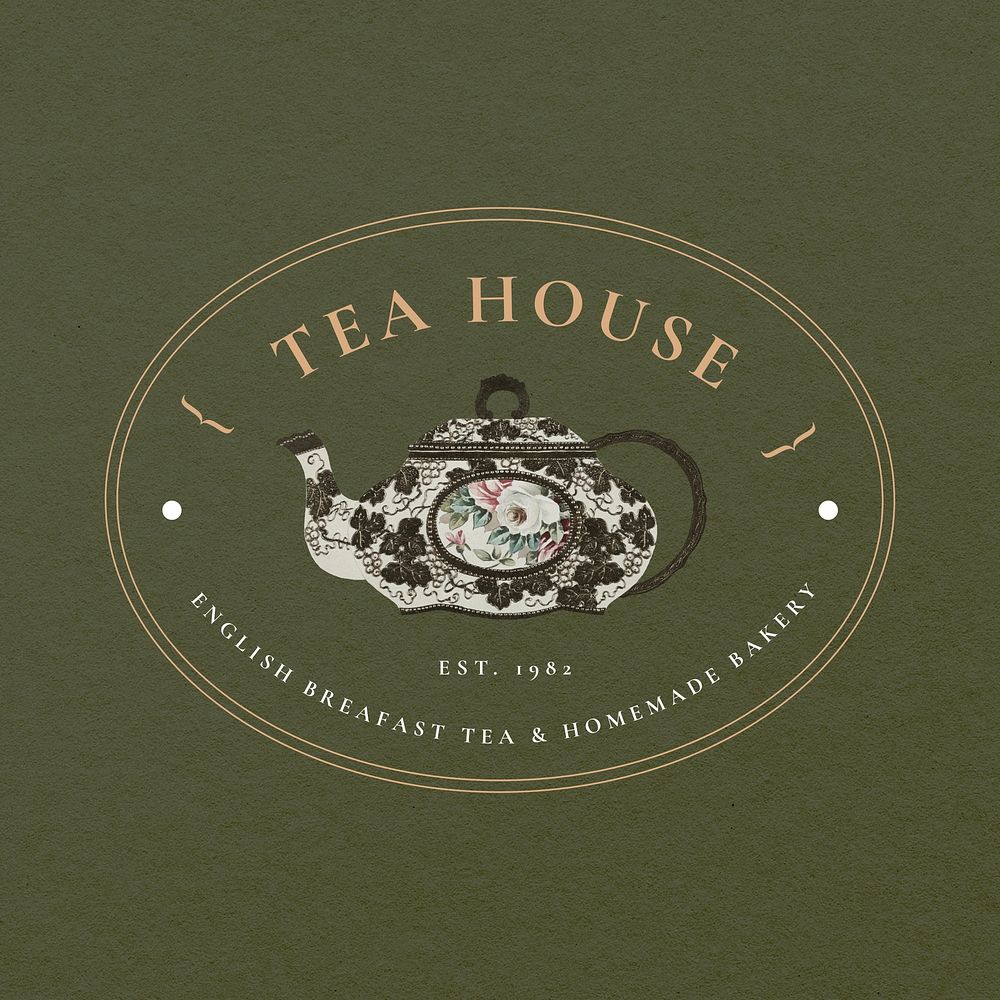 Tea house  logo template vintage 