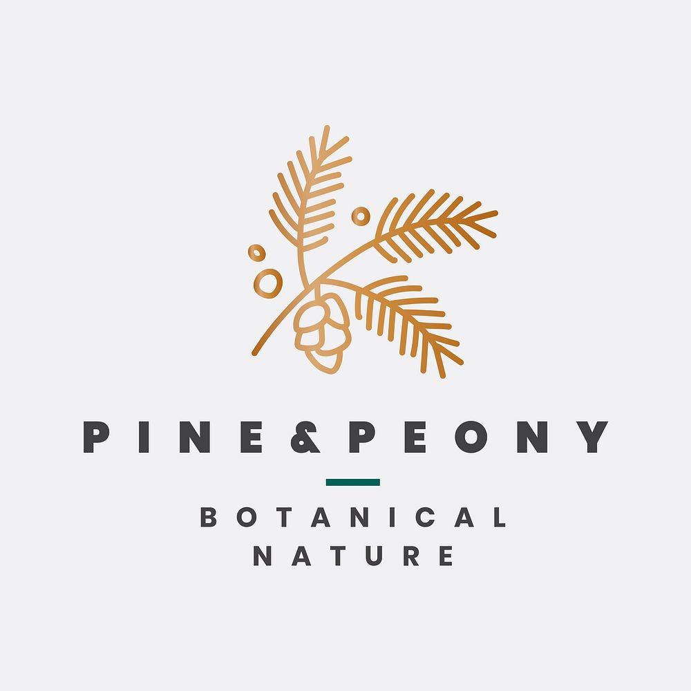 Gold botanical logo template  leaf  for business