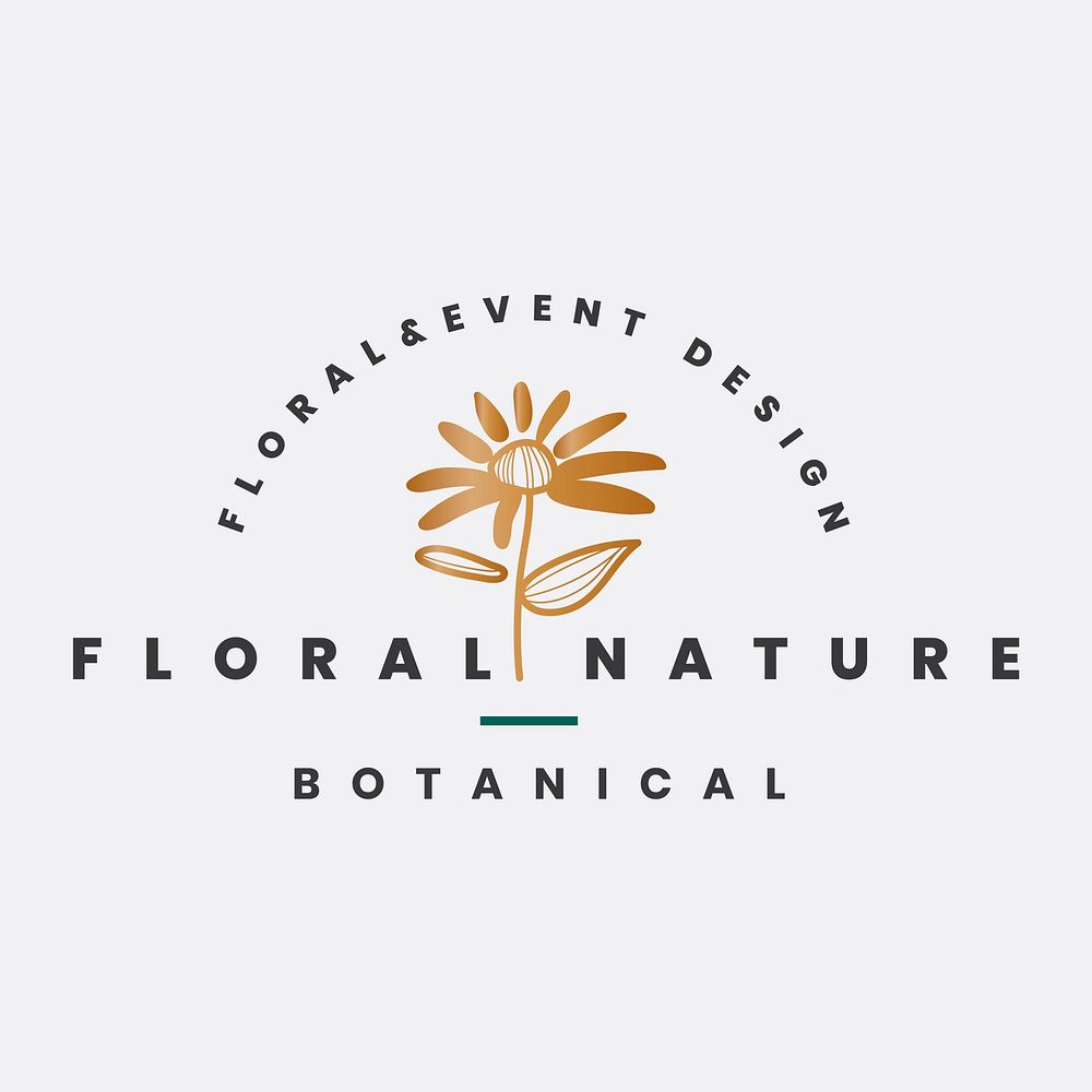 Gold flower business logo template   aesthetic 