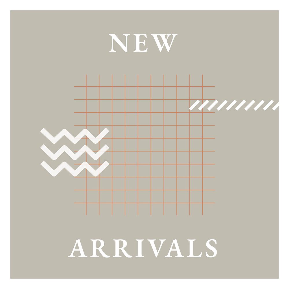 new arrivals Instagram post template, gray memphis design
