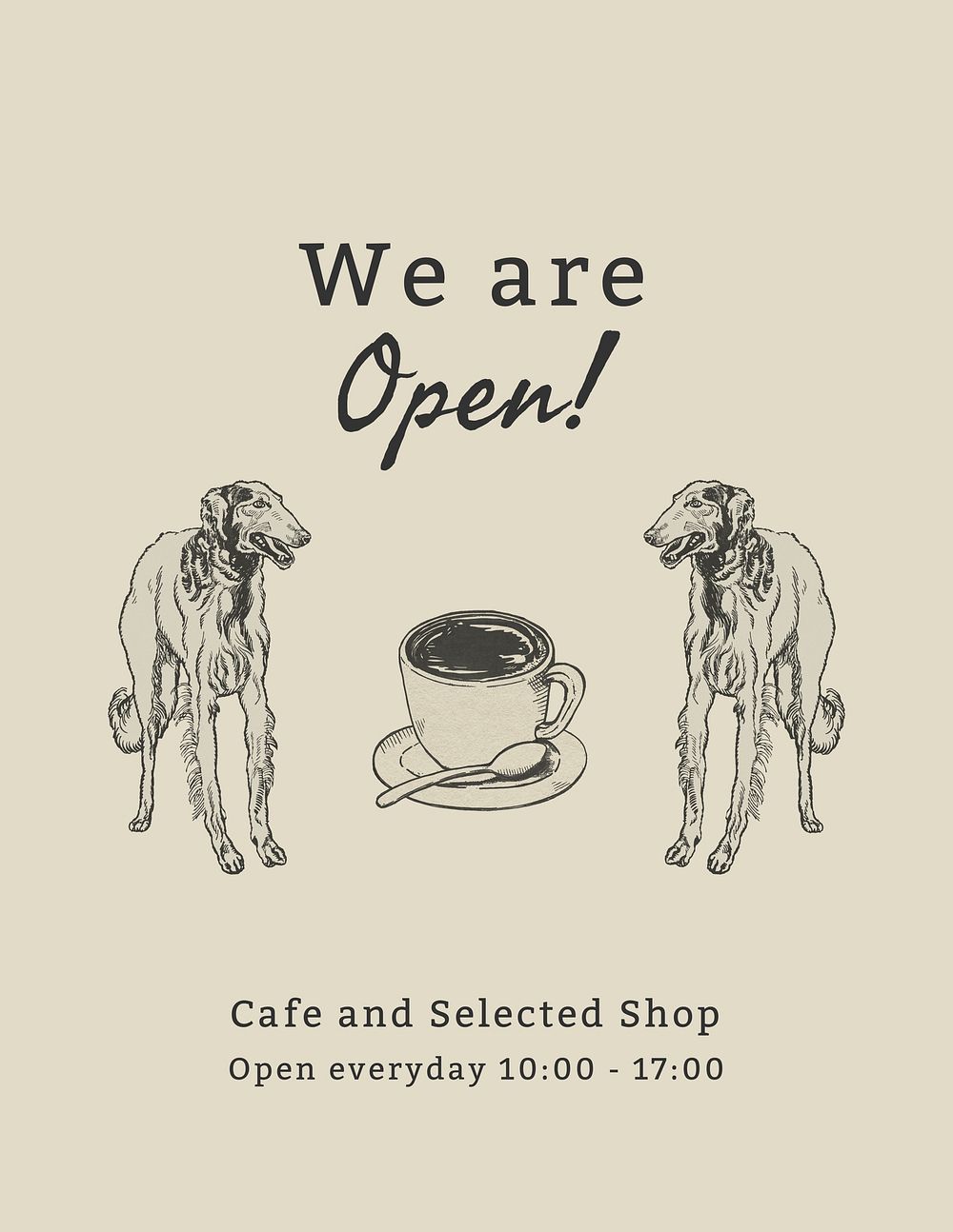 Coffee shop template, dog design remixed from artworks by Moriz Jung