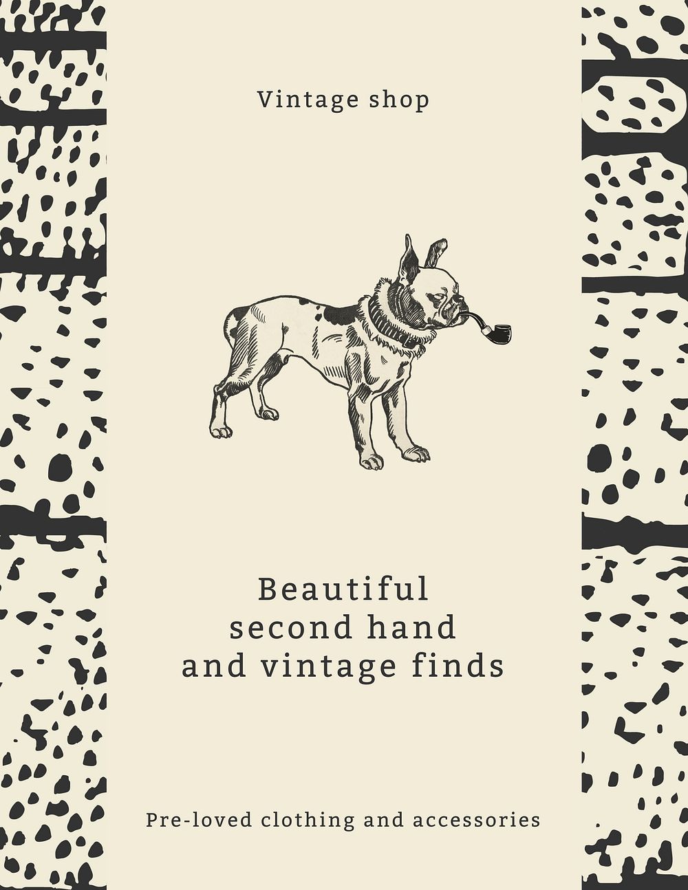 Vintage fashion template, dog design remixed from artworks by Moriz Jung