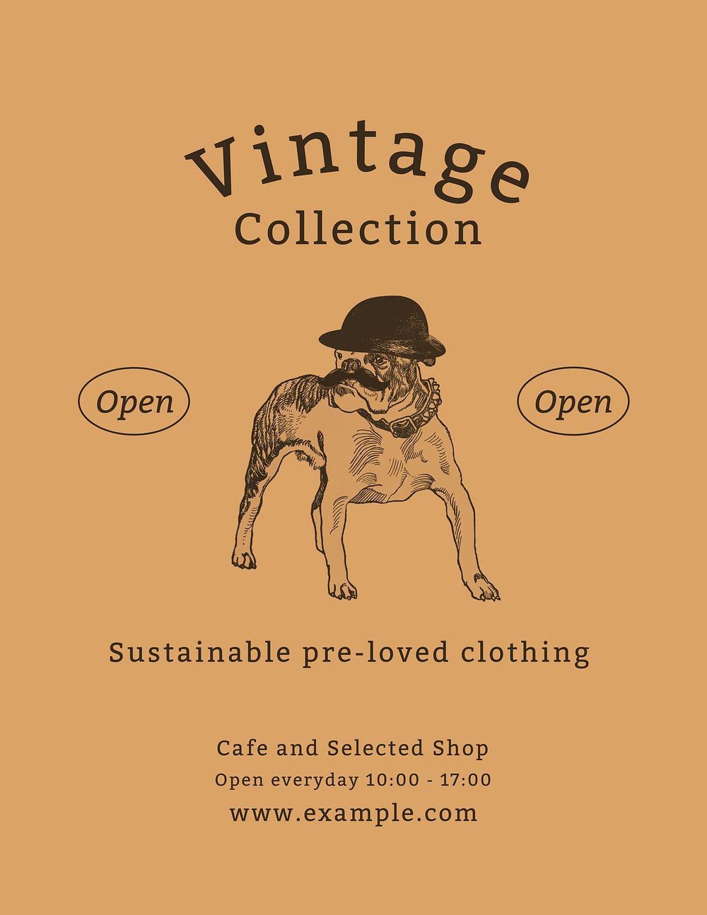 Vintage fashion flyer, dog editable design remixed from artworks by Moriz Jung