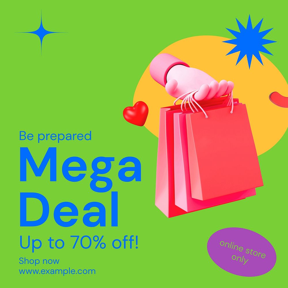 Mega deal Instagram ad template,  social media post design