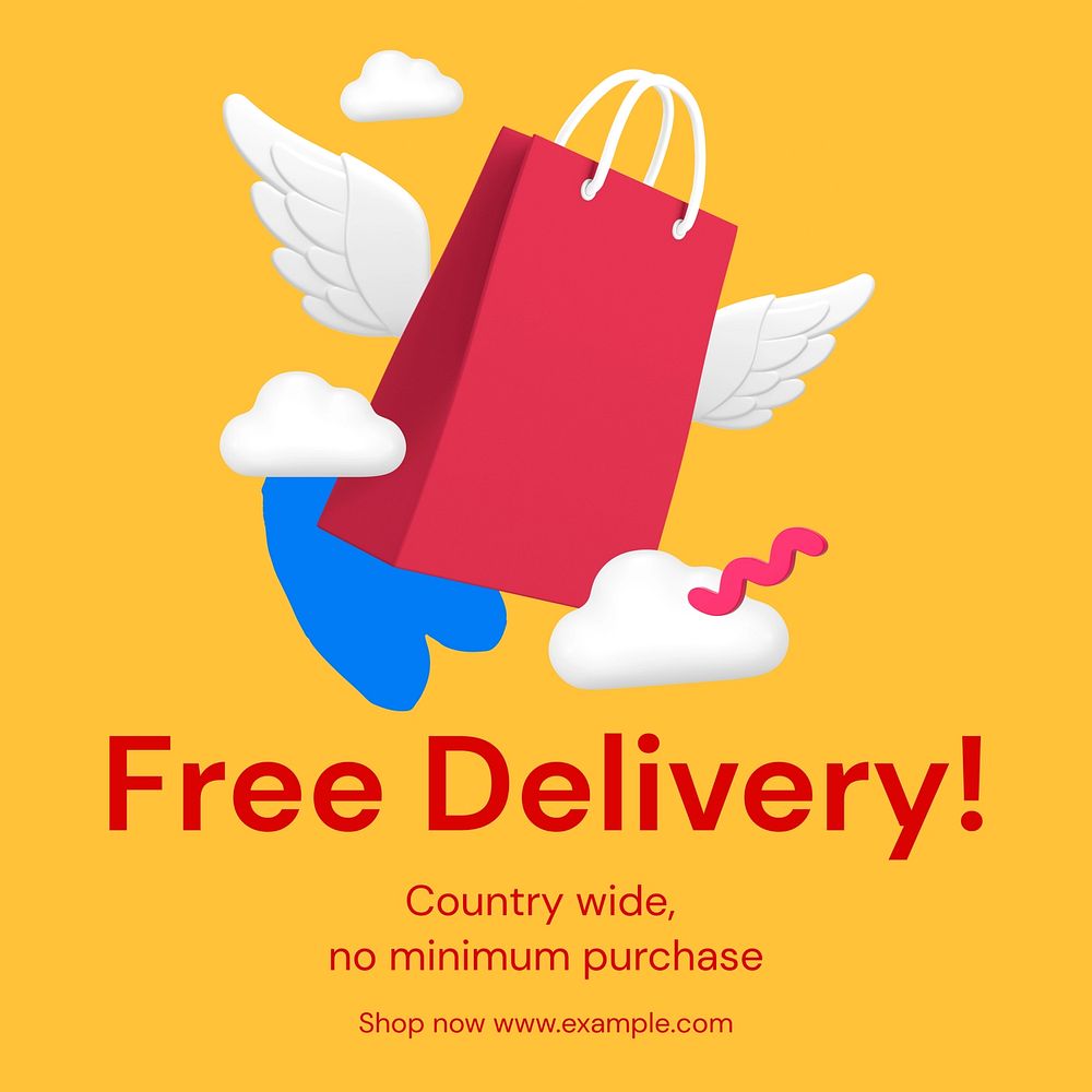Free delivery Instagram ad template,  social media post design