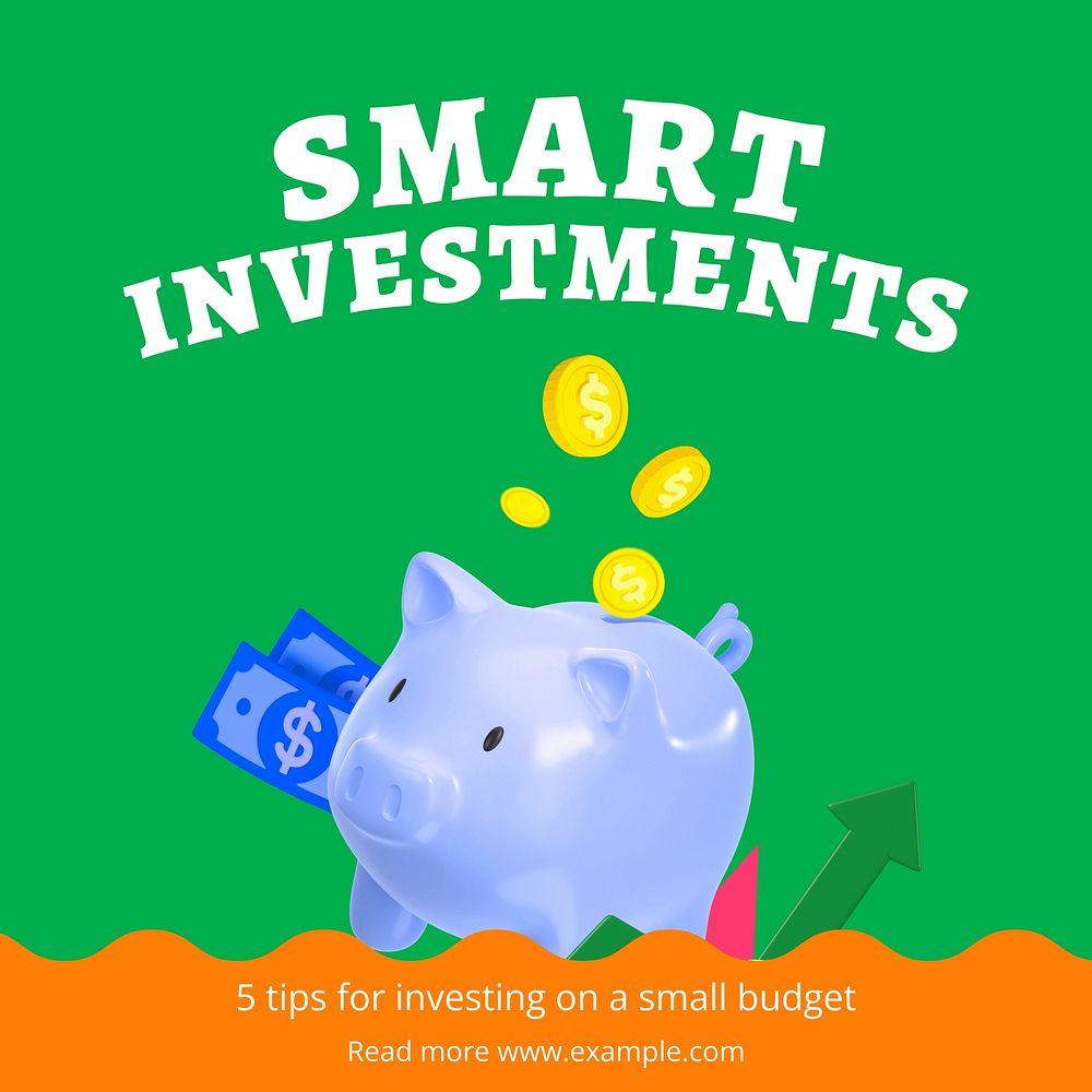 Smart investments Instagram ad template,  social media post design