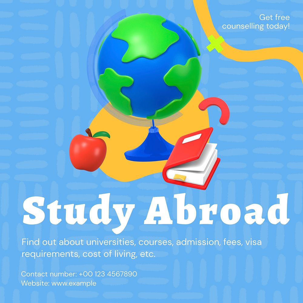 Study abroad Instagram ad template,  social media post design