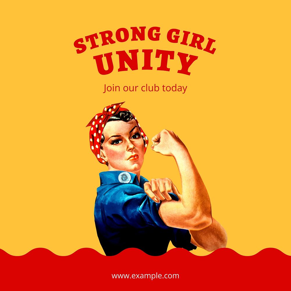 Strong girls united Instagram ad template,  social media post design
