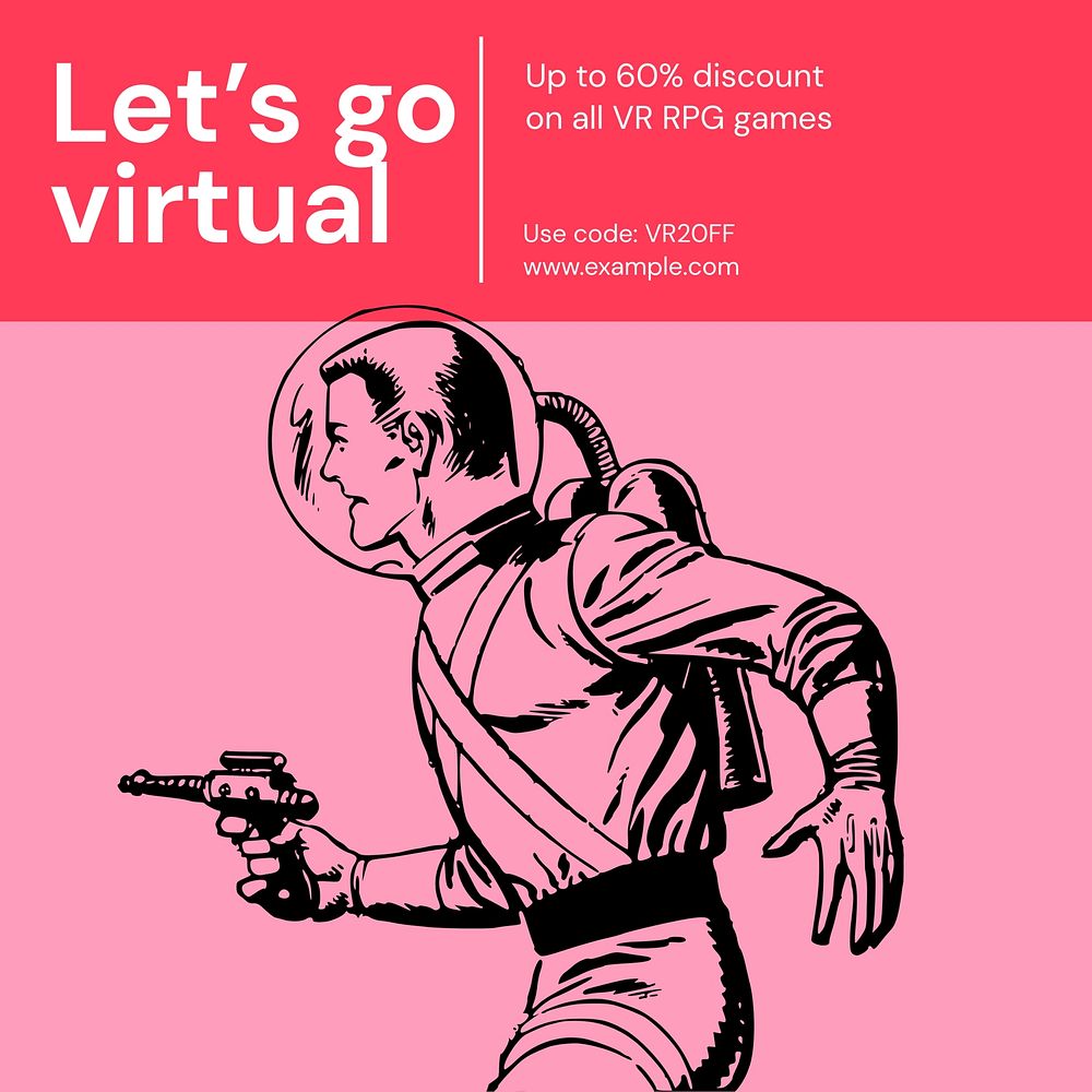 VR gaming Instagram ad template,  social media post design