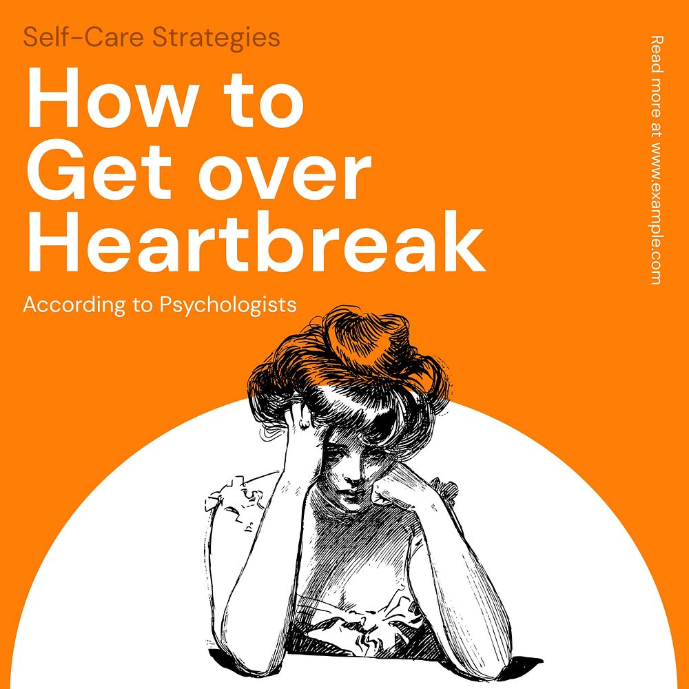 Get over heartbreak Instagram ad template, editable social media post design
