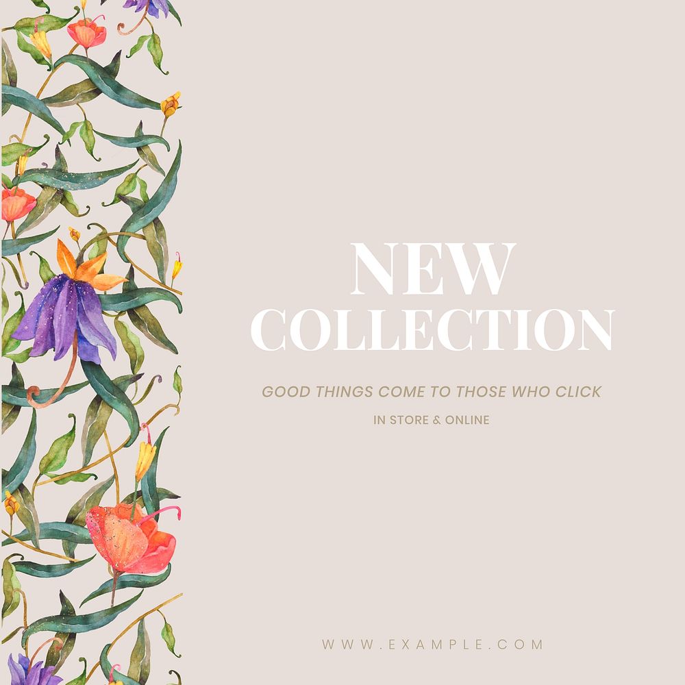New collection Instagram post template, editable flower design