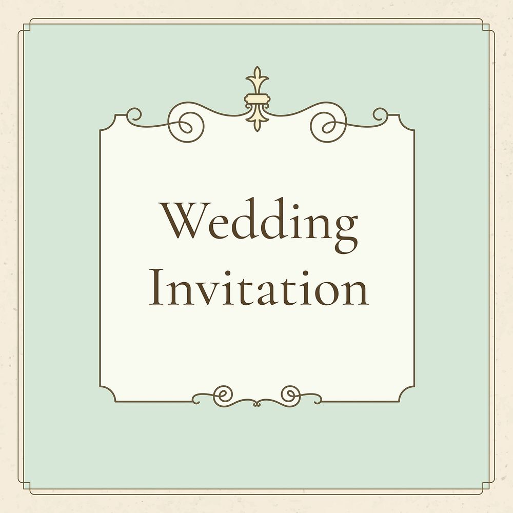 Editable wedding invite instagram template on pastel green background