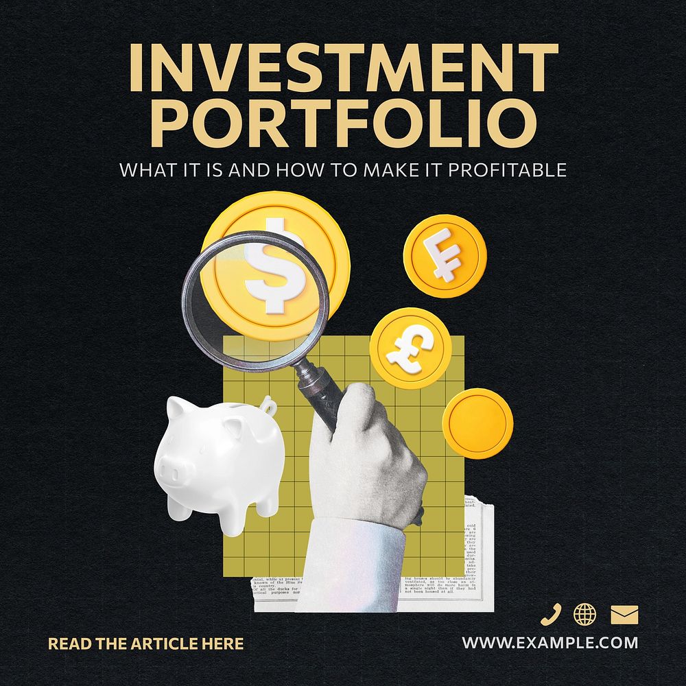 Investment portfolio Instagram post template social media ad