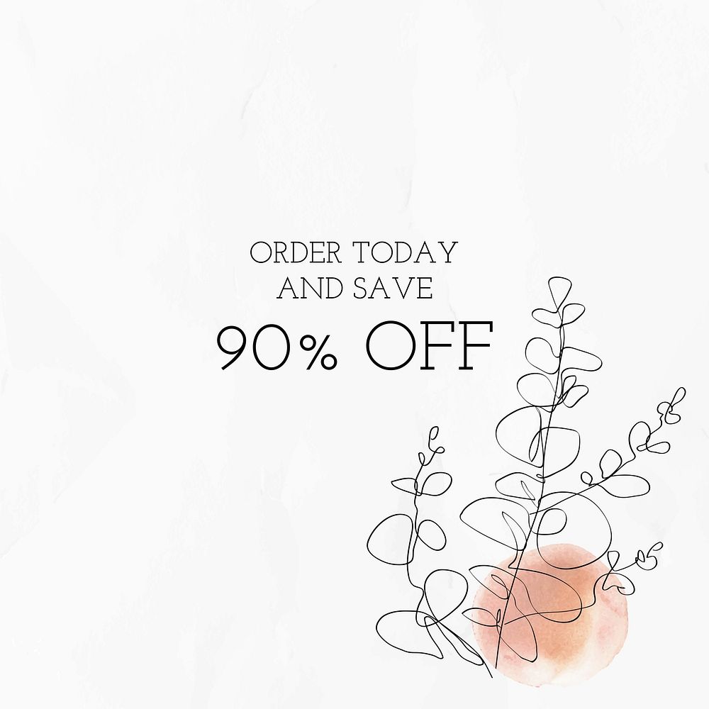 90% off Instagram ad template line art leaf design
